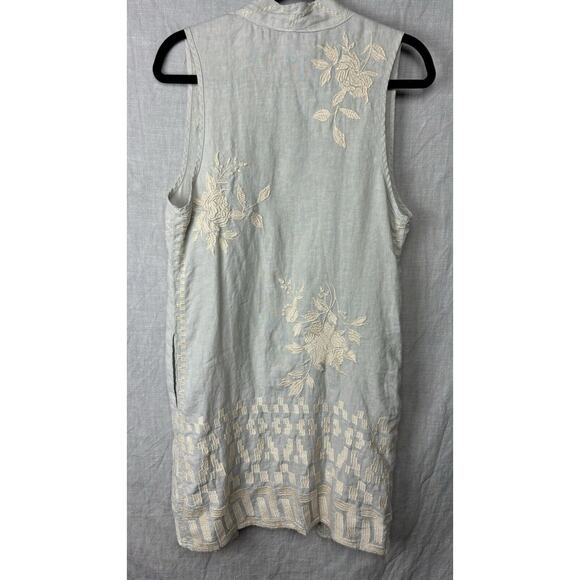 JOHNNY WAS ~ Embroidered Sleeveless Linen Vest ~ Gray ~ Size XS - Picture 5 of 8